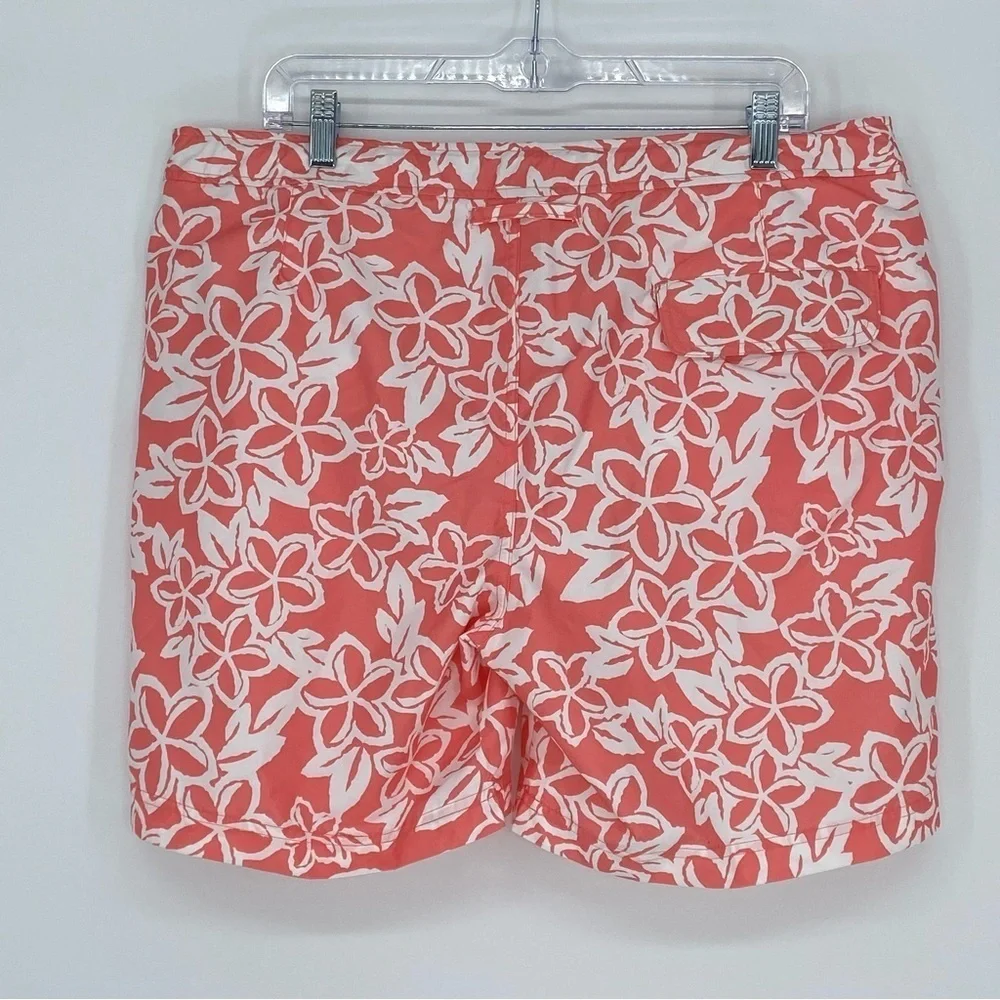 Cole coral white tropical flower print swim trunks men's size 36